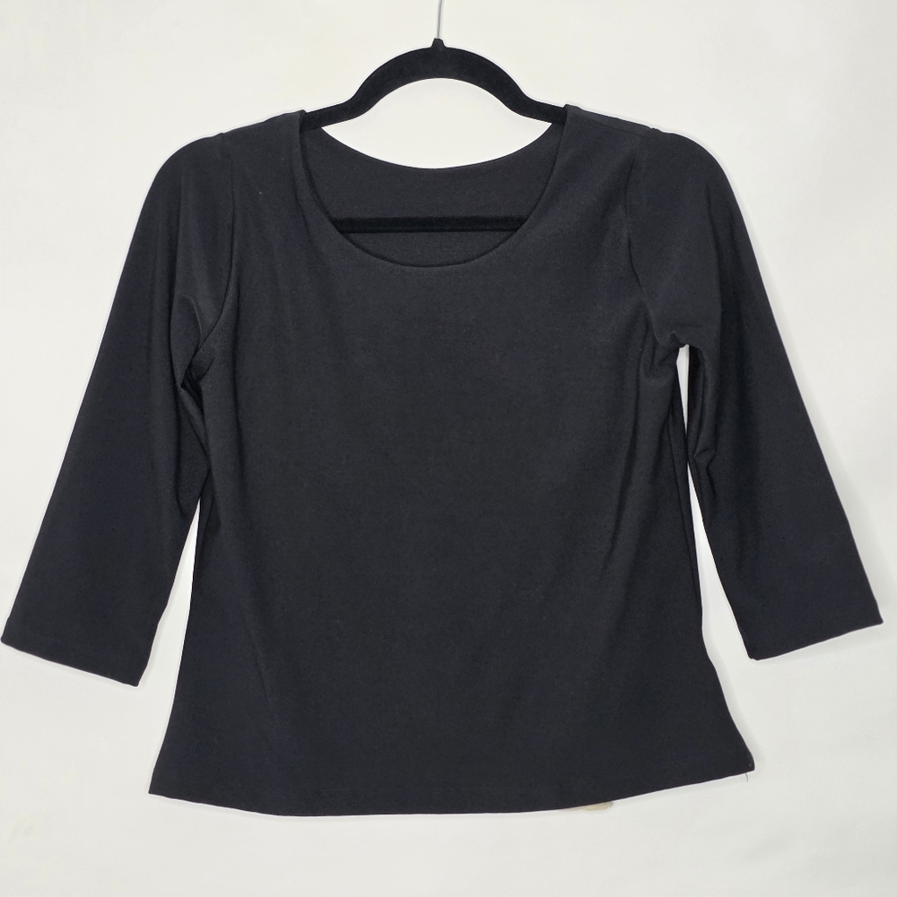 Spanx Tummy Control Top Size Small Black 3/4 Sleeve Stretch Pullover